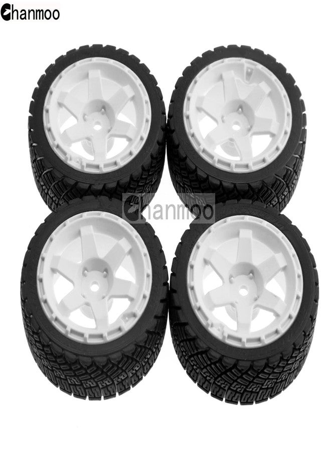 Chanmoo 1/10 Rally Tires and Plastic Drift Wheels 12mm Hex RC On Road Tyres for 1:10 Scale Street Car Tamiya TT01 TT02 XV01 TA06 A959 PTG2 144001 HPI KYOSHO HSP PTG2 Traxxas 4PCS - Image 3